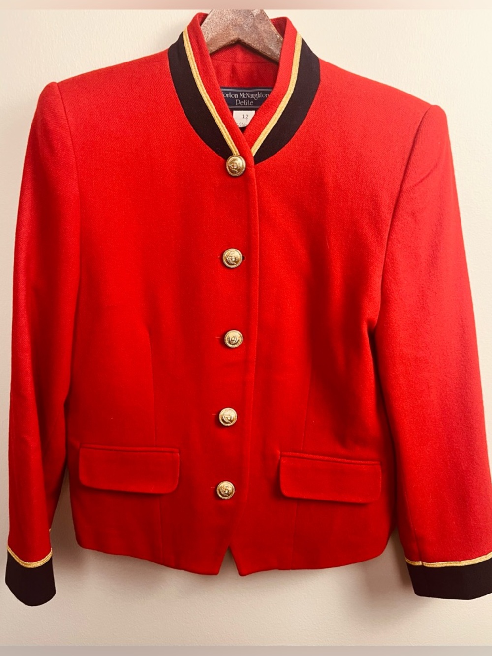 Vintage Norton McNaughton Red Petite Blazer – Military-Inspired – Size 12 - Picture 2 of 15